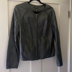 Gently worn slate grey faux leather jacket